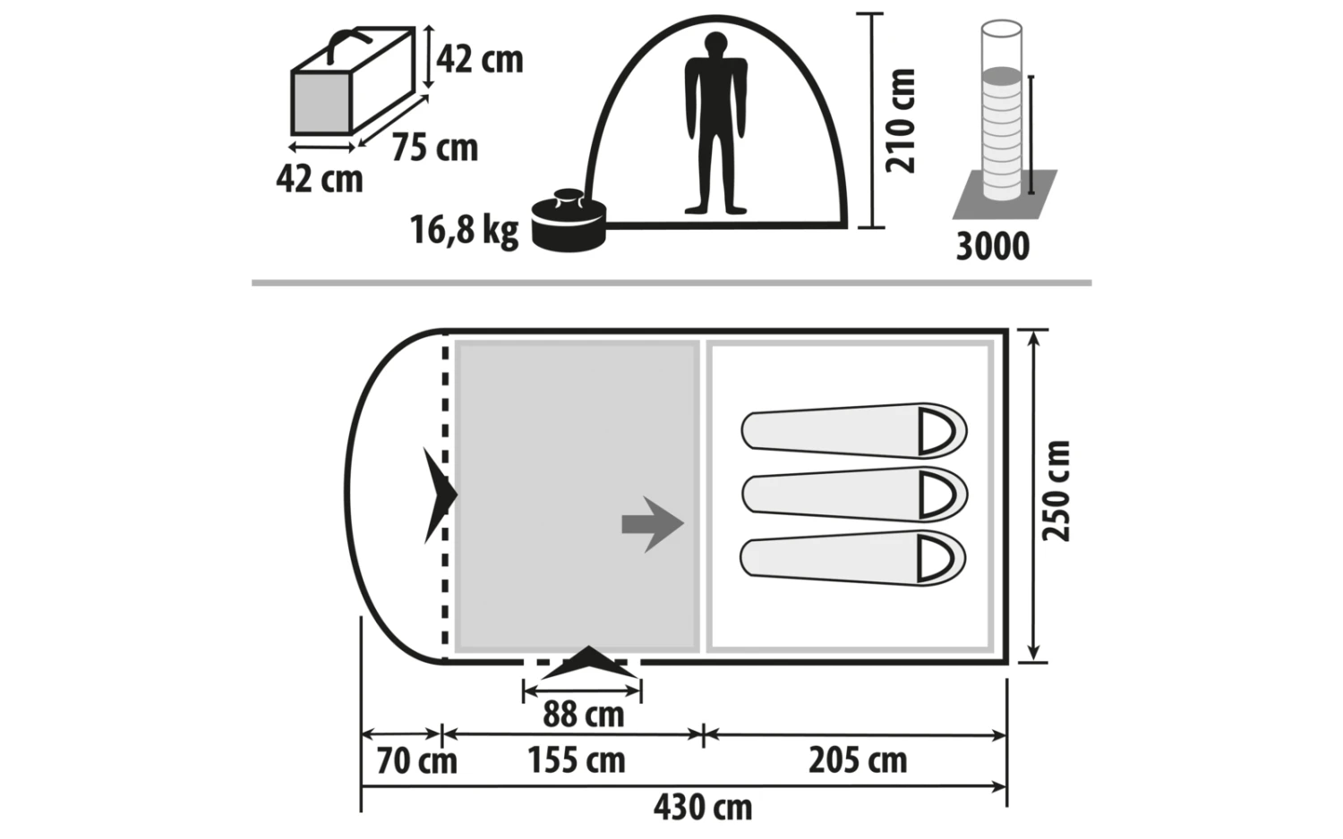 Berger Arno Air 3 Tunnelzelt Für 3 Personen 4 Berger Arno Air 3 Tunnelzelt Für 3 Personen – Bild 2