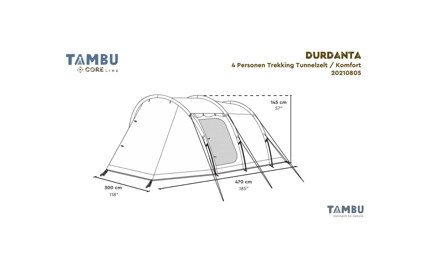 Tambu Durdanta Komfort Trekking Tunnelzelt Braun Für 4 Personen 4 Tambu Durdanta Komfort Trekking Tunnelzelt Braun Für 4 Personen – Bild 2