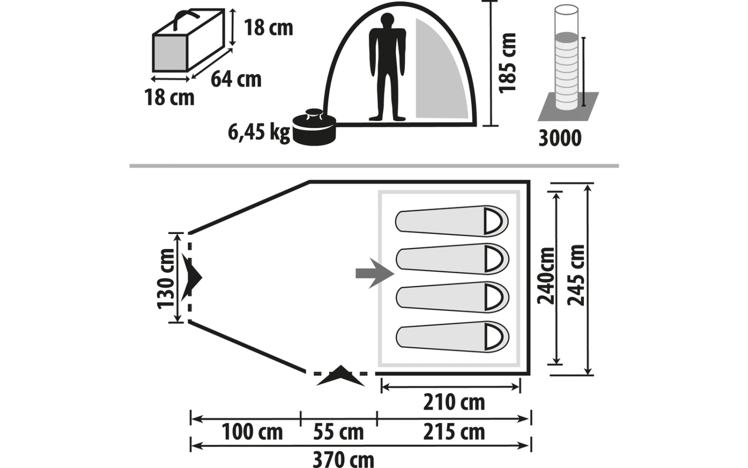 Easy Rock 4+ Geräumiges Kuppelzelt Mit Stehhöhe Und Vorraum Für 4 Personen 4 Easy Rock 4+ Geräumiges Kuppelzelt Mit Stehhöhe Und Vorraum Für 4 Personen – Bild 2