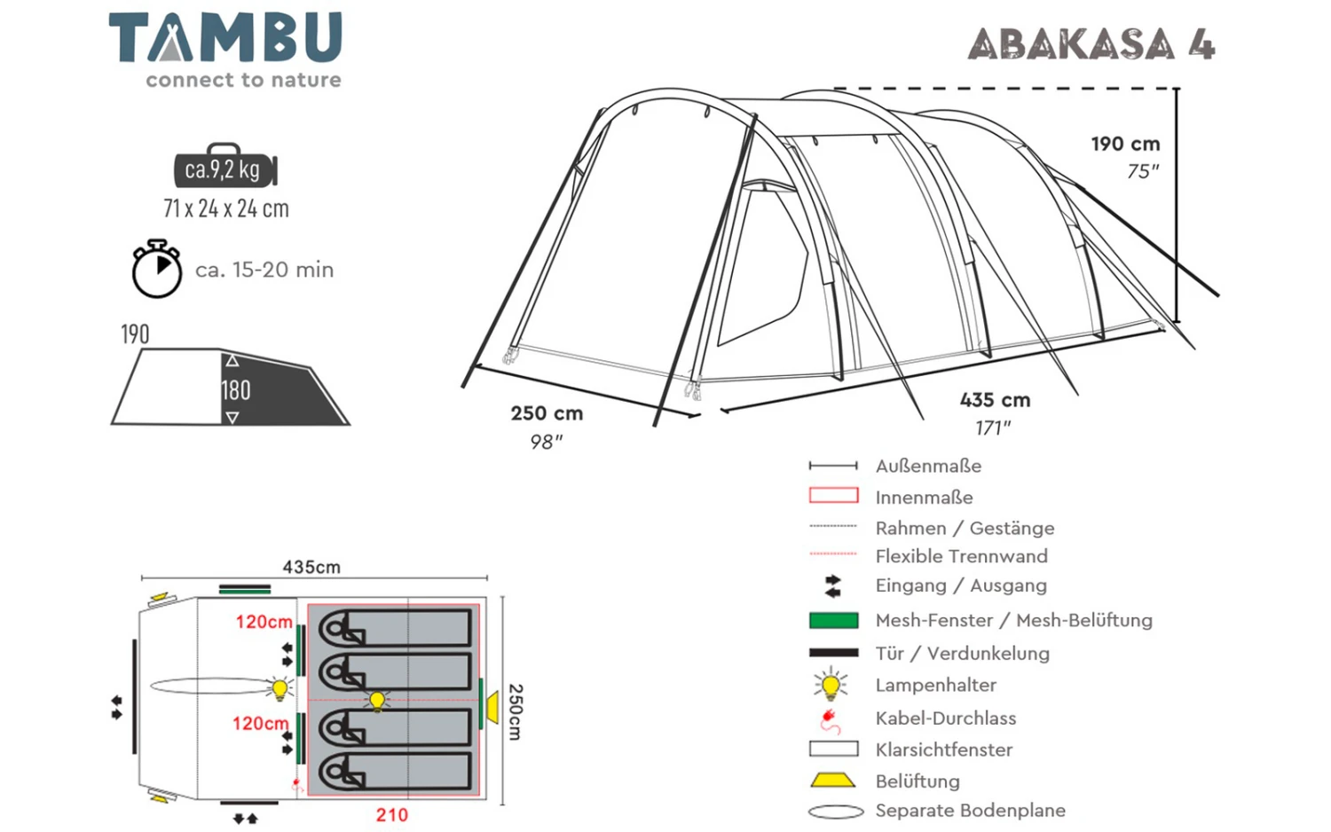 Tambu ABAKASA Familien Tunnelzelt Für 4 Personen 4 Tambu ABAKASA Familien Tunnelzelt Für 4 Personen – Bild 2