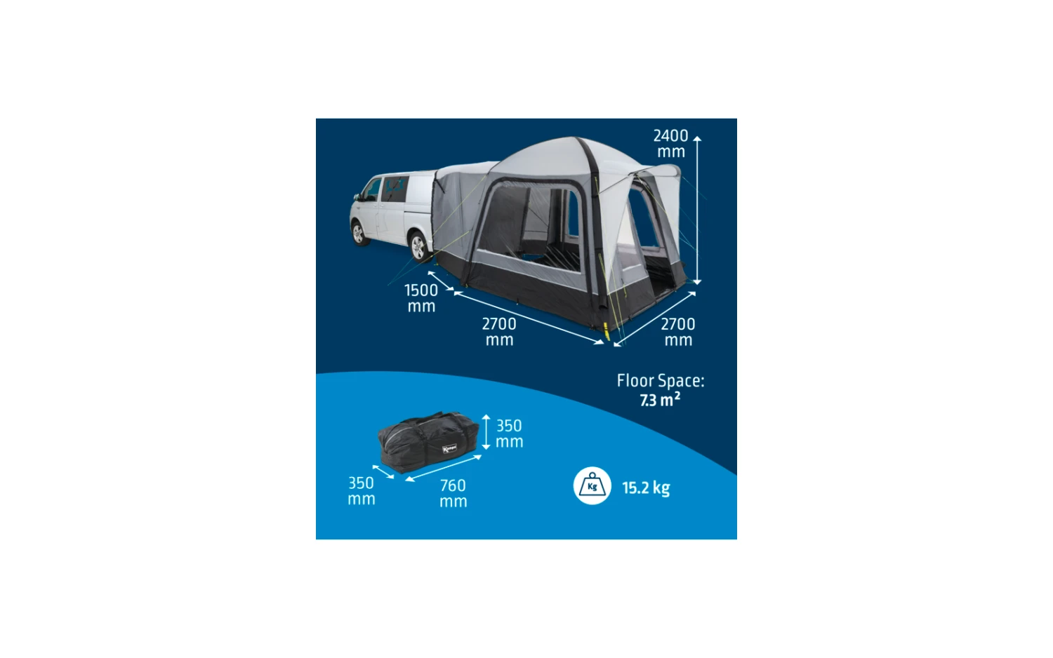 Kampa Cross Air TG Aufblasbares Driveaway Busvorzelt / Heckzelt Breite 2,7 Meter 5 Kampa Cross Air TG Aufblasbares Driveaway Busvorzelt / Heckzelt Breite 2,7 Meter – Bild 3