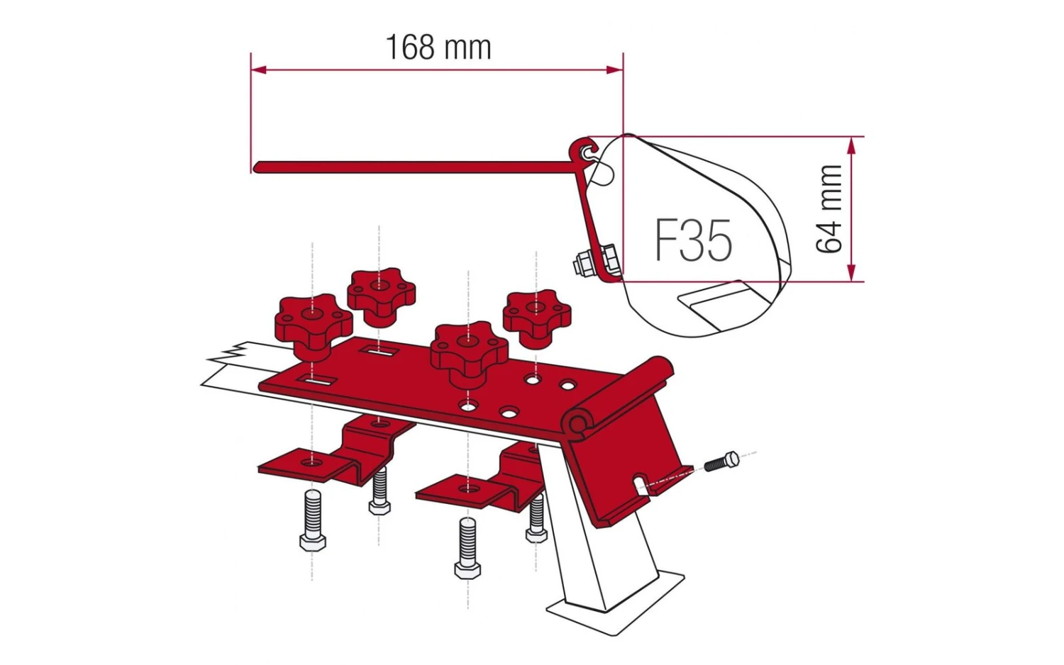 Fiamma Halterungen Für Markise F35 Pro Dachmontage 3 Fiamma Halterungen Für Markise F35 Pro Dachmontage