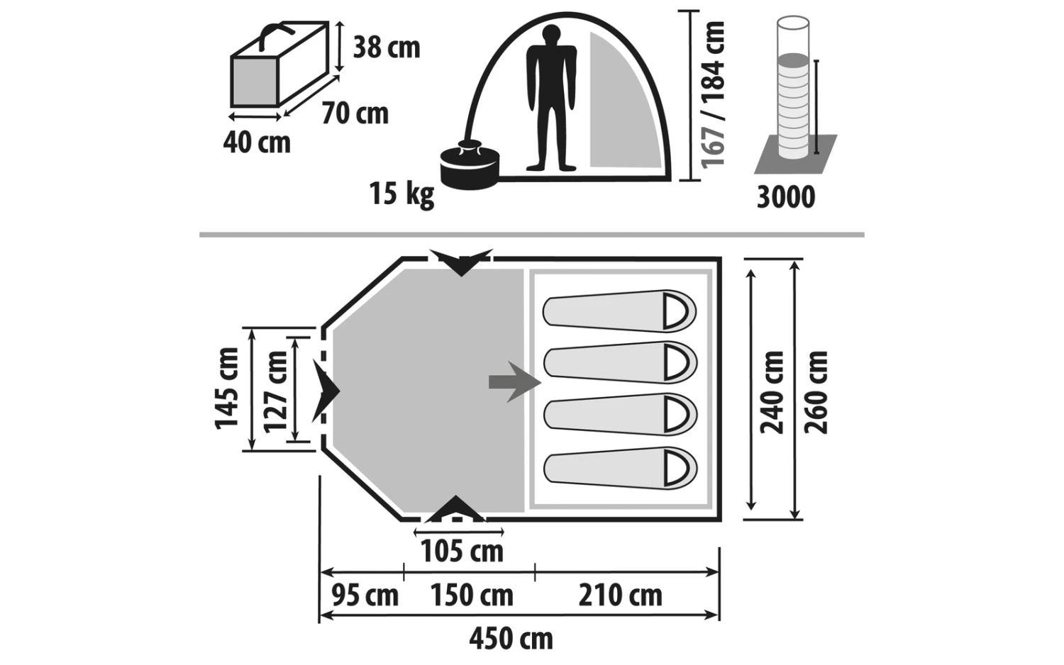 Berger Tunnelzelt Campo 4 – Praktisches Familienzelt Mit Optimaler Belüftung Für 4 Personen 4 Berger Tunnelzelt Campo 4 – Praktisches Familienzelt Mit Optimaler Belüftung Für 4 Personen – Bild 2